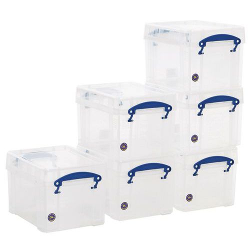 Clip Lock Box - 3 L - Clear - Pack Of 6 - Really Useful Clip Lock Box - 3 L - Clear - Pack Of 6 - Really Useful