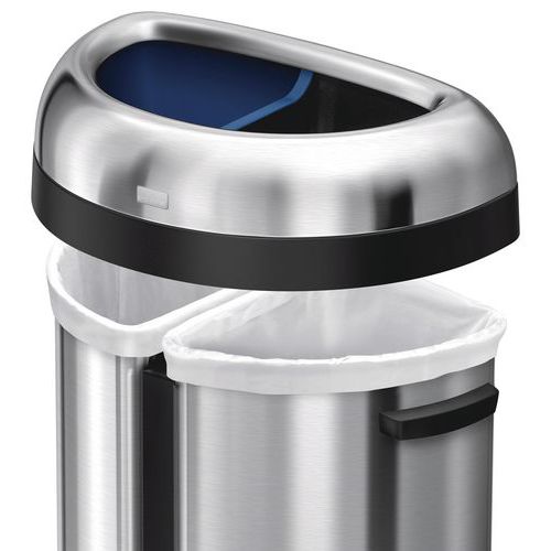 Simplehuman 66L Dual Semi Round Pedal Bin Waste Manutan UK