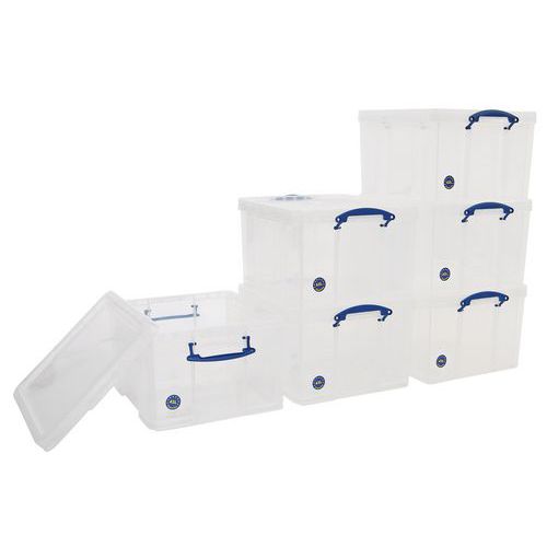 Clip Lock Box - 42 L - Clear - Pack Of 6 - Really Useful - Manutan.co.uk