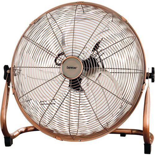 Large Industrial Floor Standing Fan - Chrome/Copper - 18in -Benross Large Industrial Floor Standing Fan - Chrome/Copper - 18in -Benross