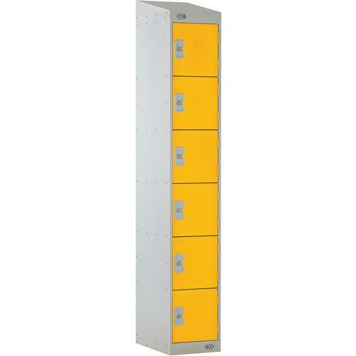 6 Door Metal Storage Locker - Hasp/Cam Locks - Sloped Top - Nestable ...