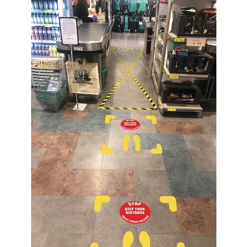Crowd Control Line Signs Crowd Control Line Marking Kit for Social Distancing & Workplace Safety ...