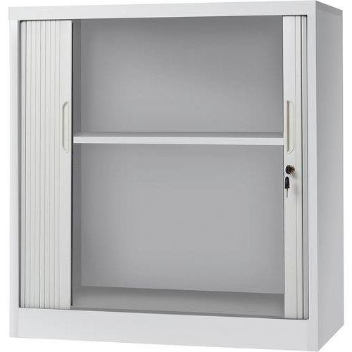 Low cabinet with tambour doors - Light grey - Manutan Low cabinet with tambour doors - Light grey - Manutan