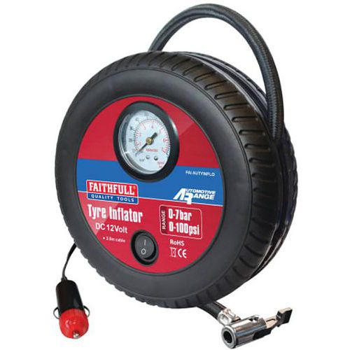 12V Low Volume Car Tyre Inflator/Pump With 60cm Long Hose -Faithfull 12V Low Volume Car Tyre Inflator/Pump With 60cm Long Hose -Faithfull