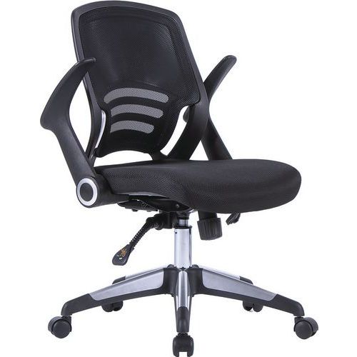 Mesh Office Operator Chair & Folding Arms Graphite Eliza Tinsley