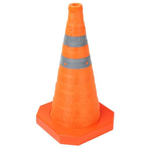Nylon retractable safety cone with reflective strips - Manutan Expert